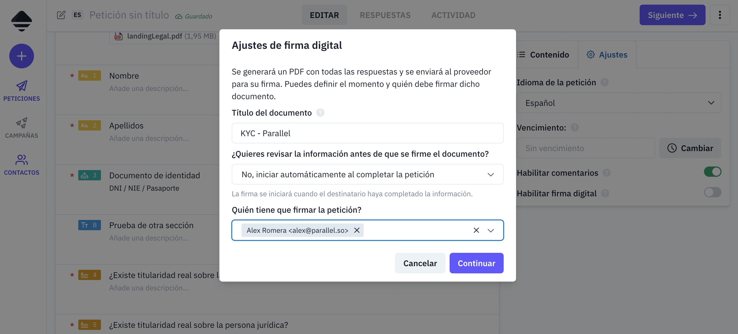 Activar firma digital en proxy delegación de voto junta general