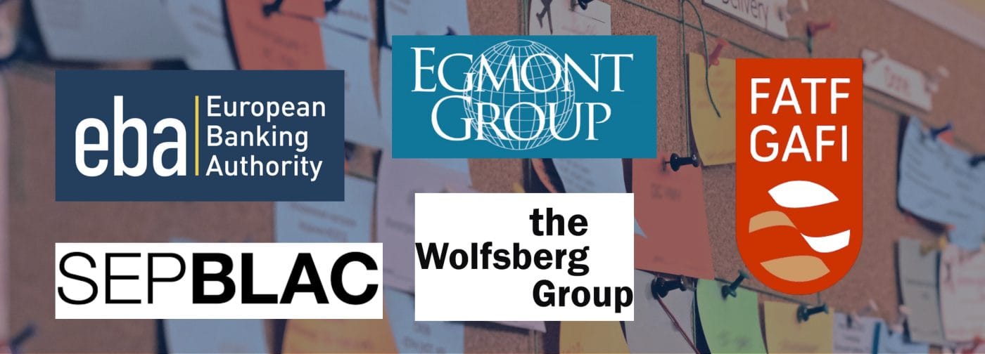 Logos GAFI, EBA, Egmont Group, Wolfsberg Group y SEPBLAC